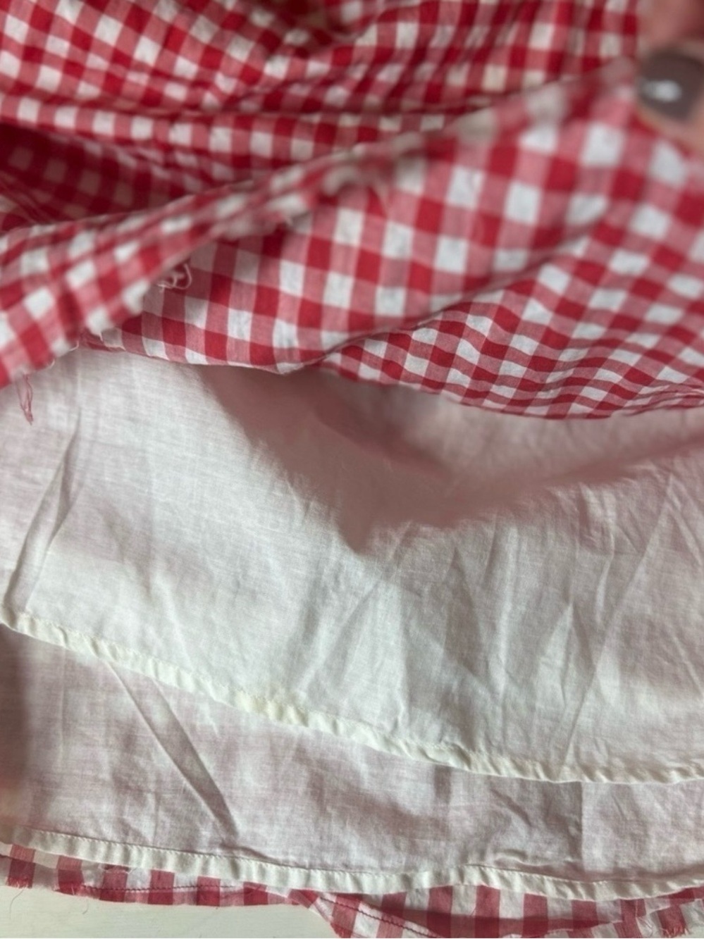Sula Red White Gingham Cotton Maxi Dress Oversized Lagenlook Prairie Size XS - Picture 5 of 12